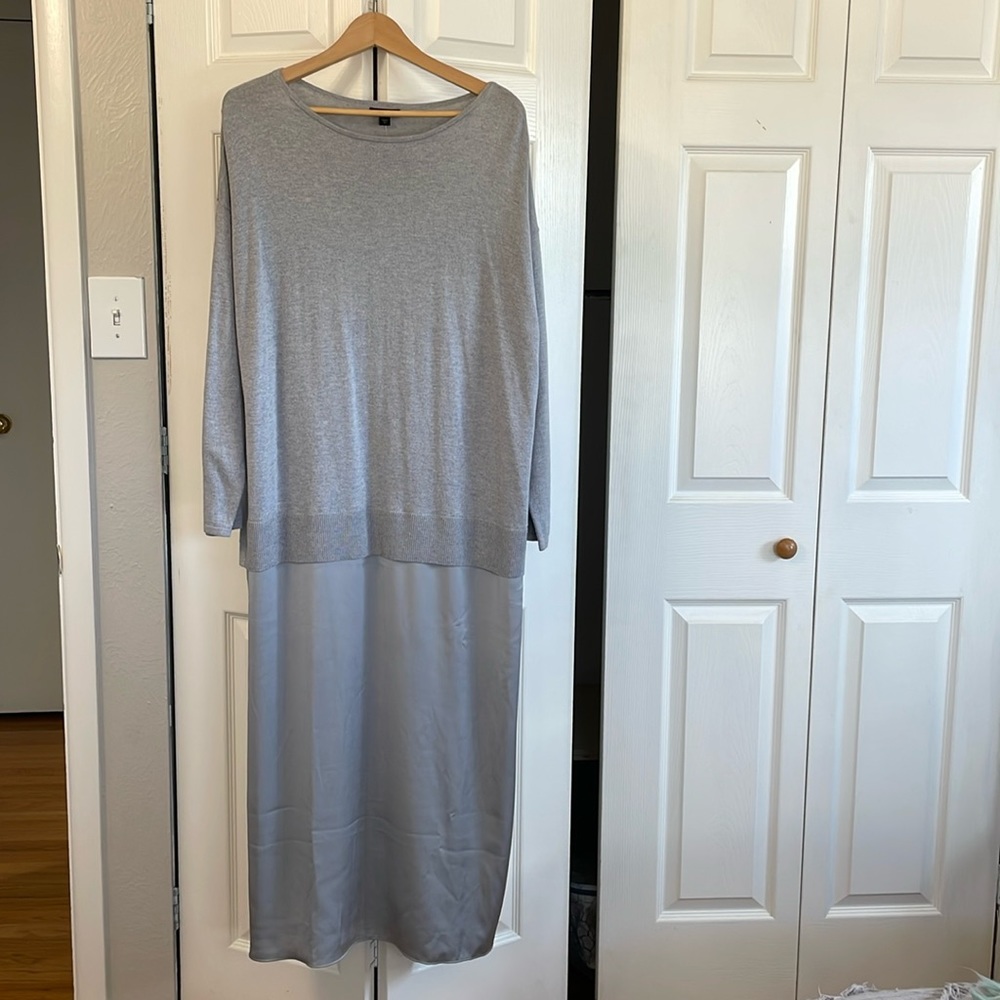 NWT J. Jill Wearever Sweater and Satin Grey Dress Size XL